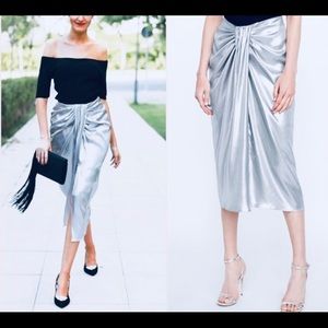 New Zara silver draped skirt.